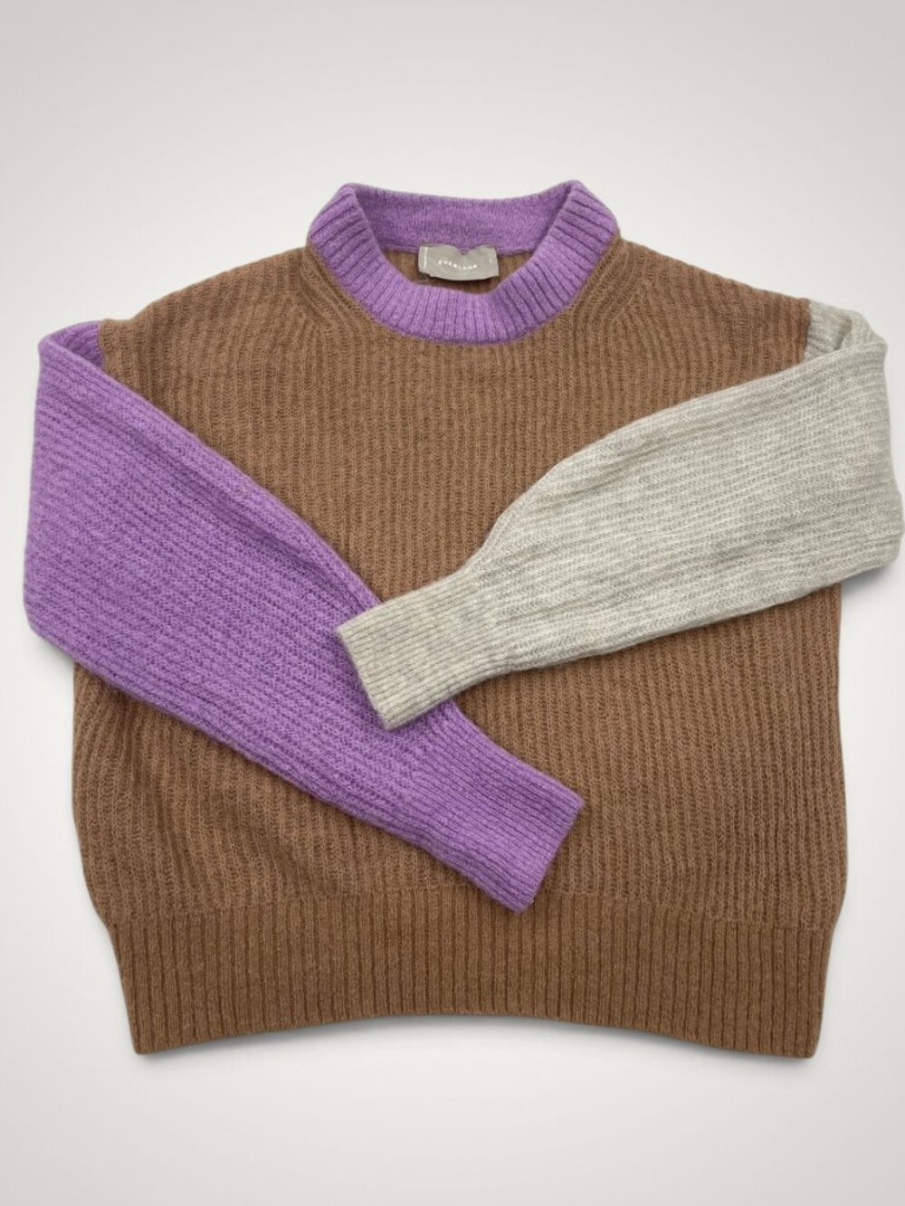 EVERLANE Alpaca Merino Wool Blend Colorblock Ribbed Crewneck Sweater Women's S